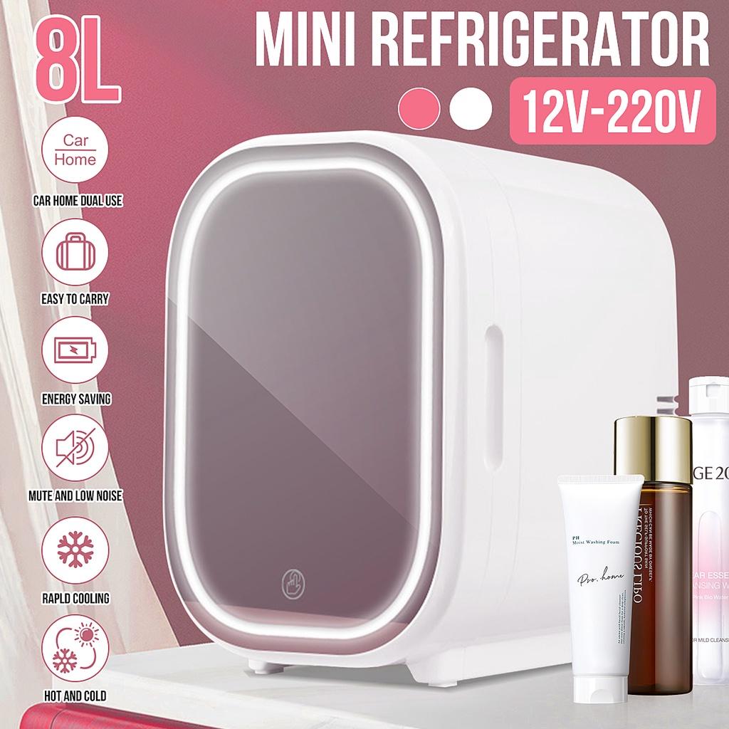 New 8L DeskTop Face Beauty Cosmetics Fridge Skin Care Goods Mirror Fridge Portable Car Refrigerator Freezer Cooler Warming Box For Home Use