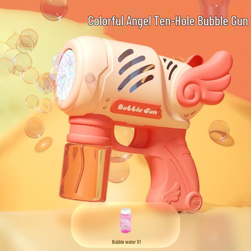 Popular 10-Hole Automatic Bubble Gun Toy - Angel Gatling Bubble Blower