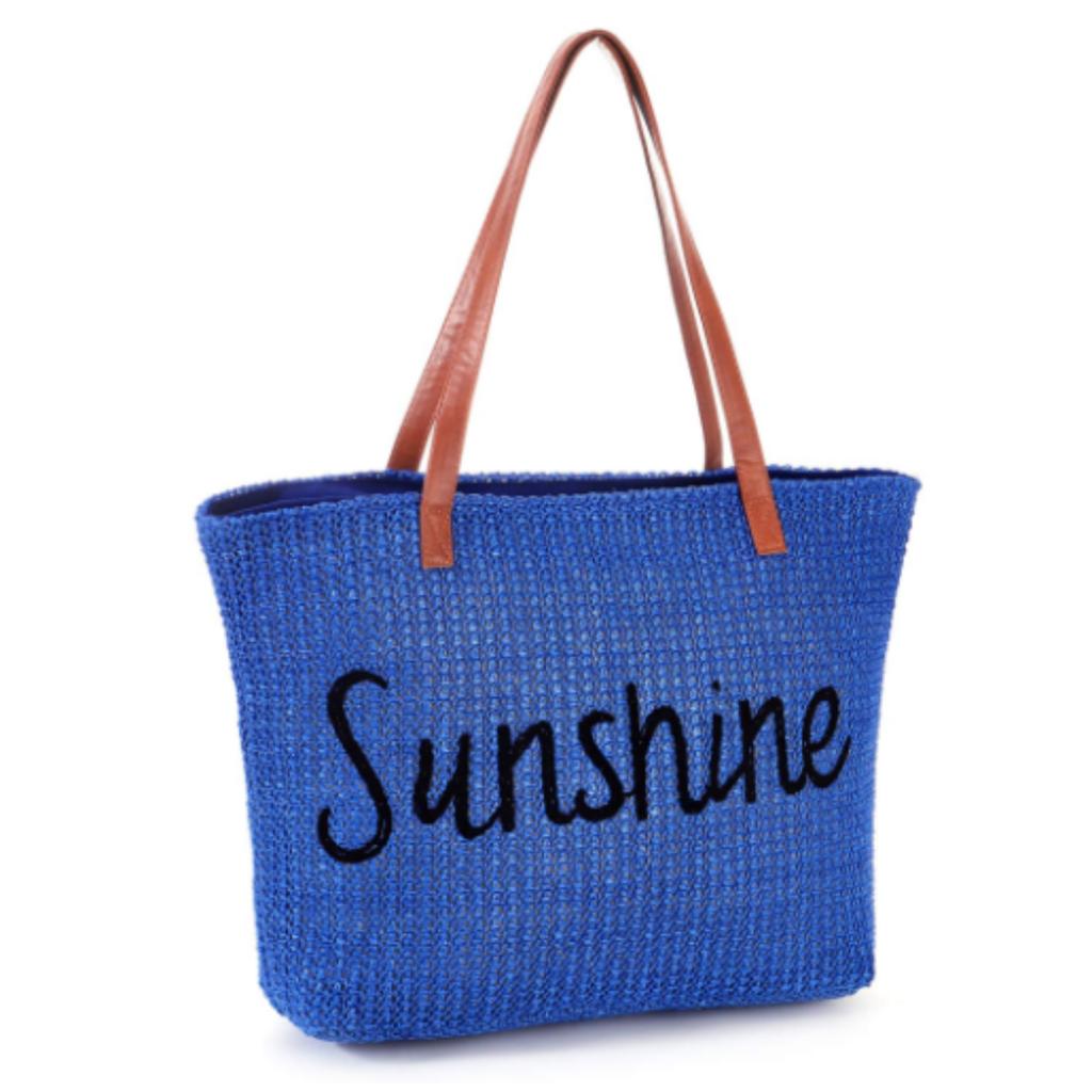 Large Women Straw Beach Bag , Waterproof Sandproof Handmade Woven Stripe Tote Bags Stitchwork With Zipper For Travel Vacation Picnic Summer Pool