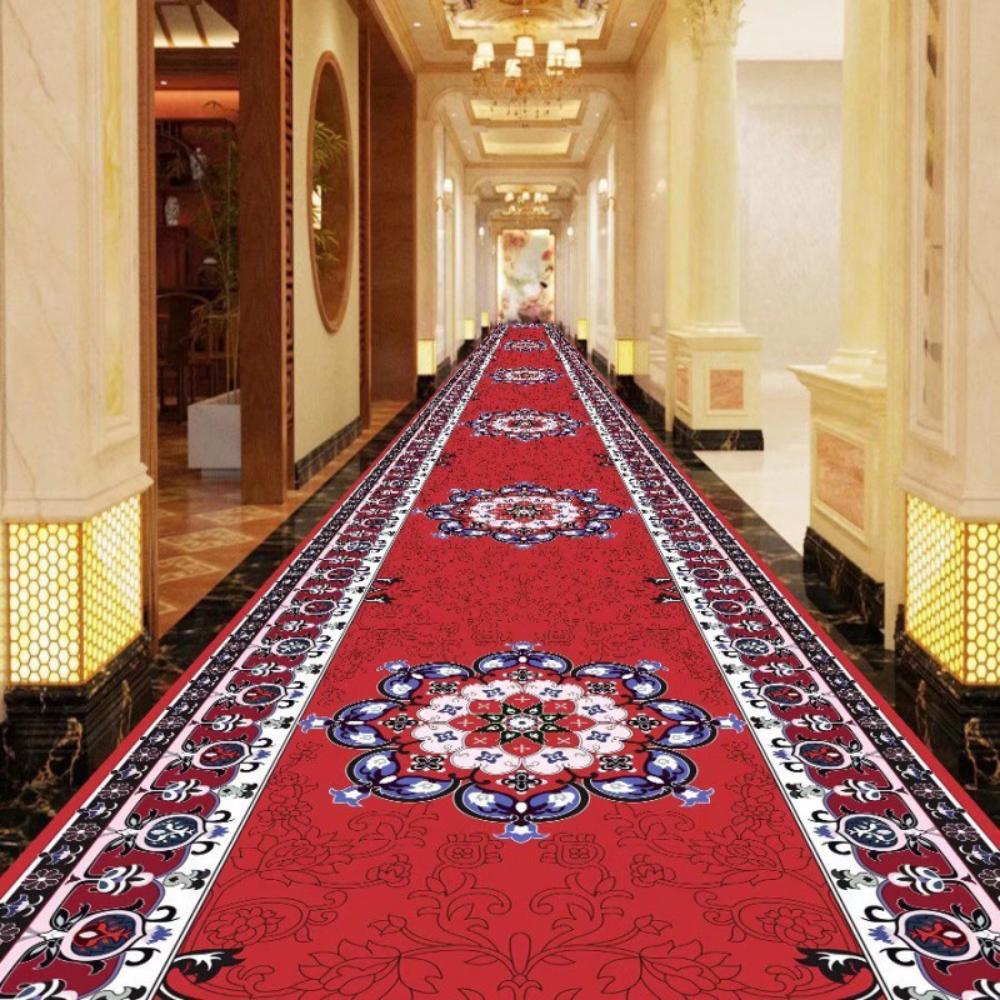 Washable Retro Corridor Carpet Long Hallway Rug Antiskid Living Room Kitchen Aisle Runner Carpet Hotel Home Hall Decoration Mat