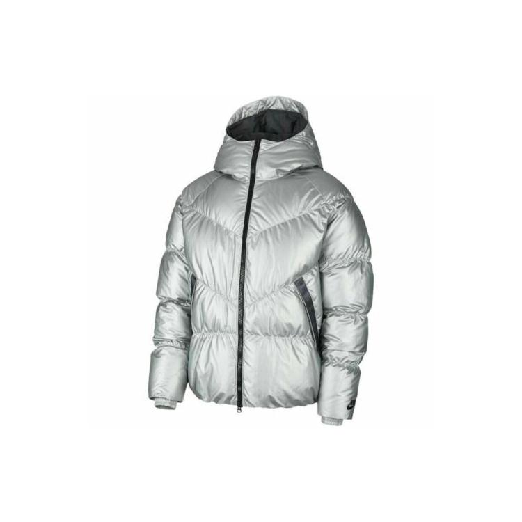Nike Down Jackets Men's Silver Hooded Moderate Down Jacket BV4709-096