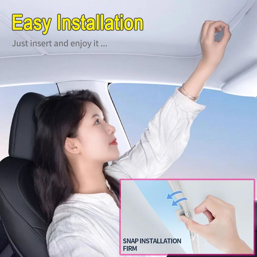 Sunshades For Tesla 2026 Model Y Juniper Launch Model 3 Highland Sunroof Ice Cloth Buckle Sun Roof Glass Skylight Accessories