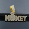 New Men's Full Diamond Chain Hip Hop Style Personalized English MONEY Pendant Necklace