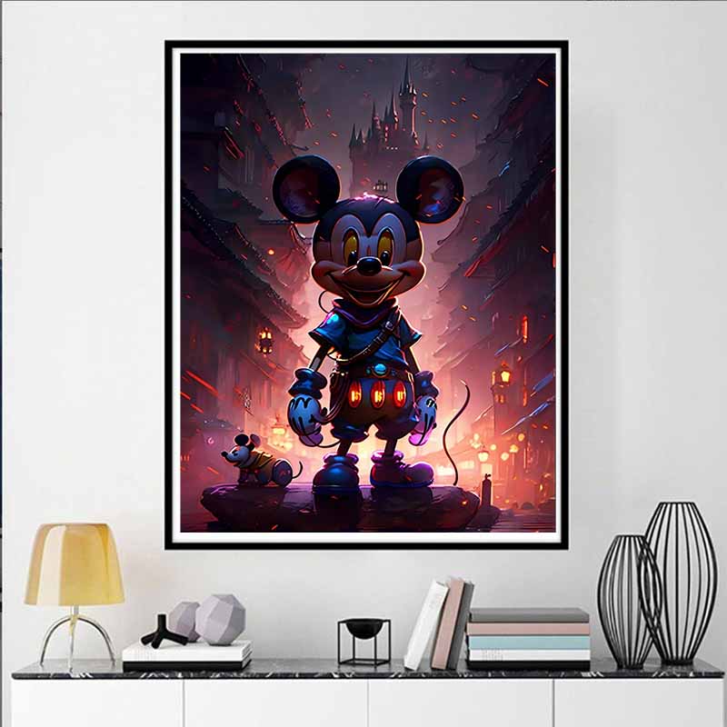 Disney Diamond Painting Mickey Mouse Dark Adventure Style Illustration Wall Decoration Full Diamond Cross Stitch DIY Gift Home Decoration