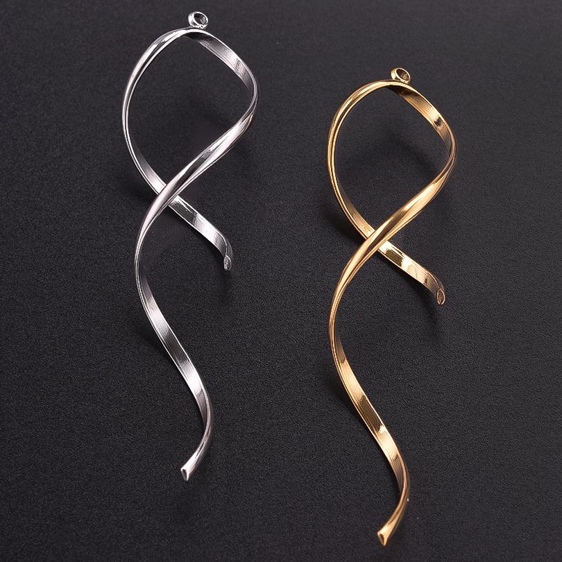 6pcs Minimally Curved Lines Vintage Stainless Steel Charms For Jewelry Making Supplies Handmade Earrings Necklace Pendant Charm