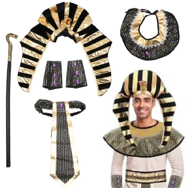 Egyptian Headpiece, Egyptian Collar Bracelets Cuffs Egyptian Belt, Halloween Costume Accessory for Women Men Cosplay