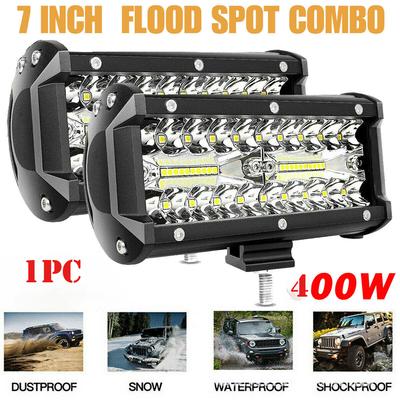 Three Rows of 7-inch 400w Work Lights, Spotlight Strip Lights, Car Off-road Roof Front Bar Spotlights