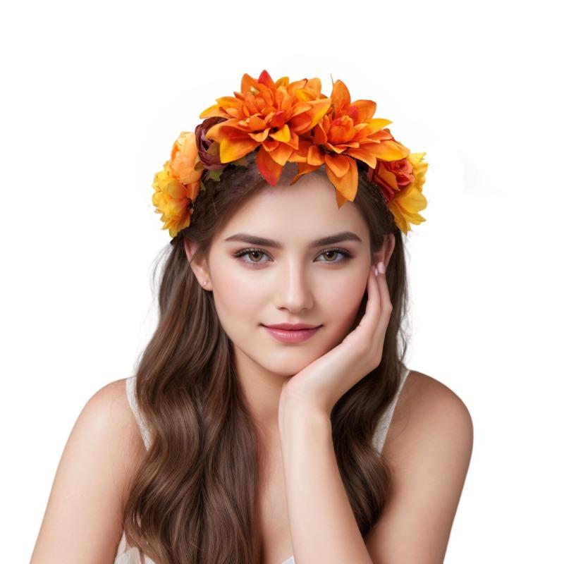 Creative simulation flower wreath headband party dance headband, travel wedding beach photo headgear