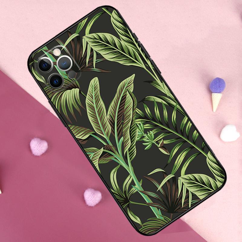 Tropical Leaf Pattern Phone Case For iPhone 17 Pro Max 11 14 15 16 Pro Max Plus 12 13 Mini 17 Air 16e Back Cover