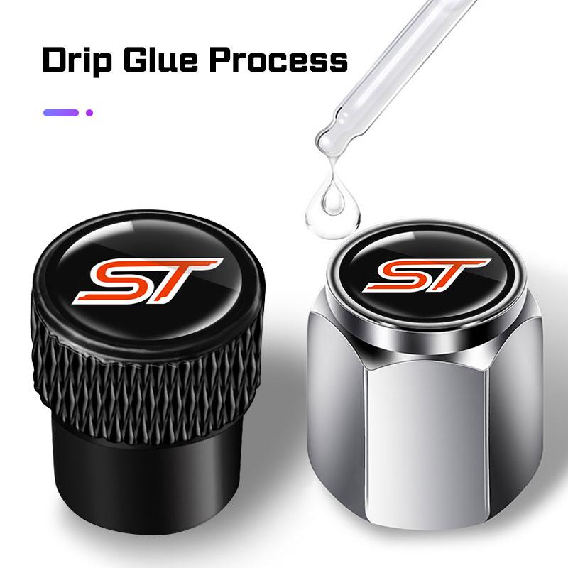 For Ford St Kuga Fiesta Fusion Mondeo Explorer Ecosport 4Pcs Car Wheel Tire Valve Cap Tyre Rim Stem Waterproof Cover Accessories