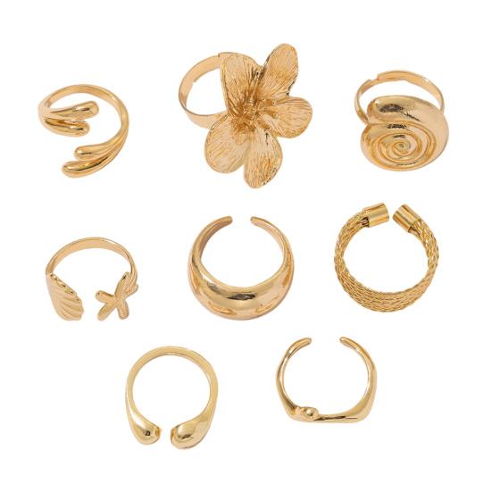 Ocean Theme Rings Set Adjustable Stackable Finger Rings Retro Distressed A