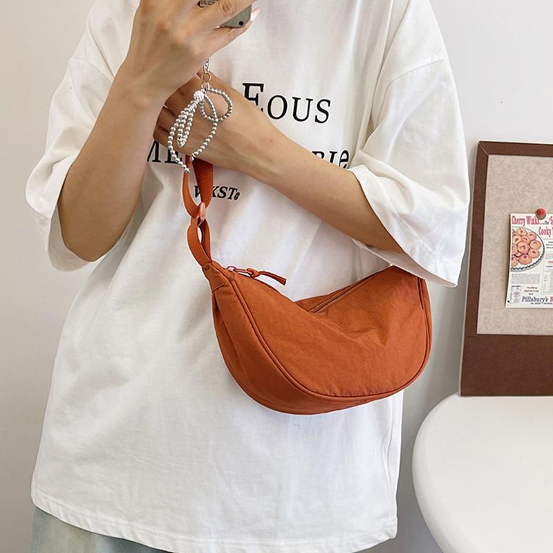 Dumpling Bag Stylish Versatile Lightweight Single-Shoulder Washed Fabric Bag Crossbody