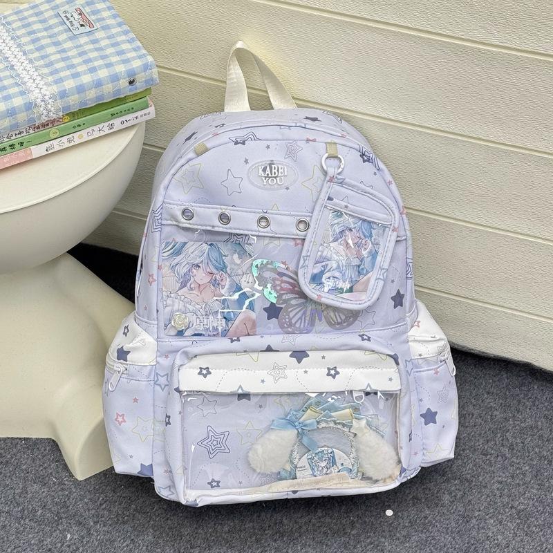 Schoolbag Korean Sweet Girl Wind Pain Bag Backpack Large Capacity Junior High School Campus Class Commuter Leisure Student Backpack