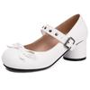 Women's Round Heels Mary Janes Shoes 2025 Fashion Black White Medium Heeled Office Dance Wedding Shoes for Girls Big Size 45 48