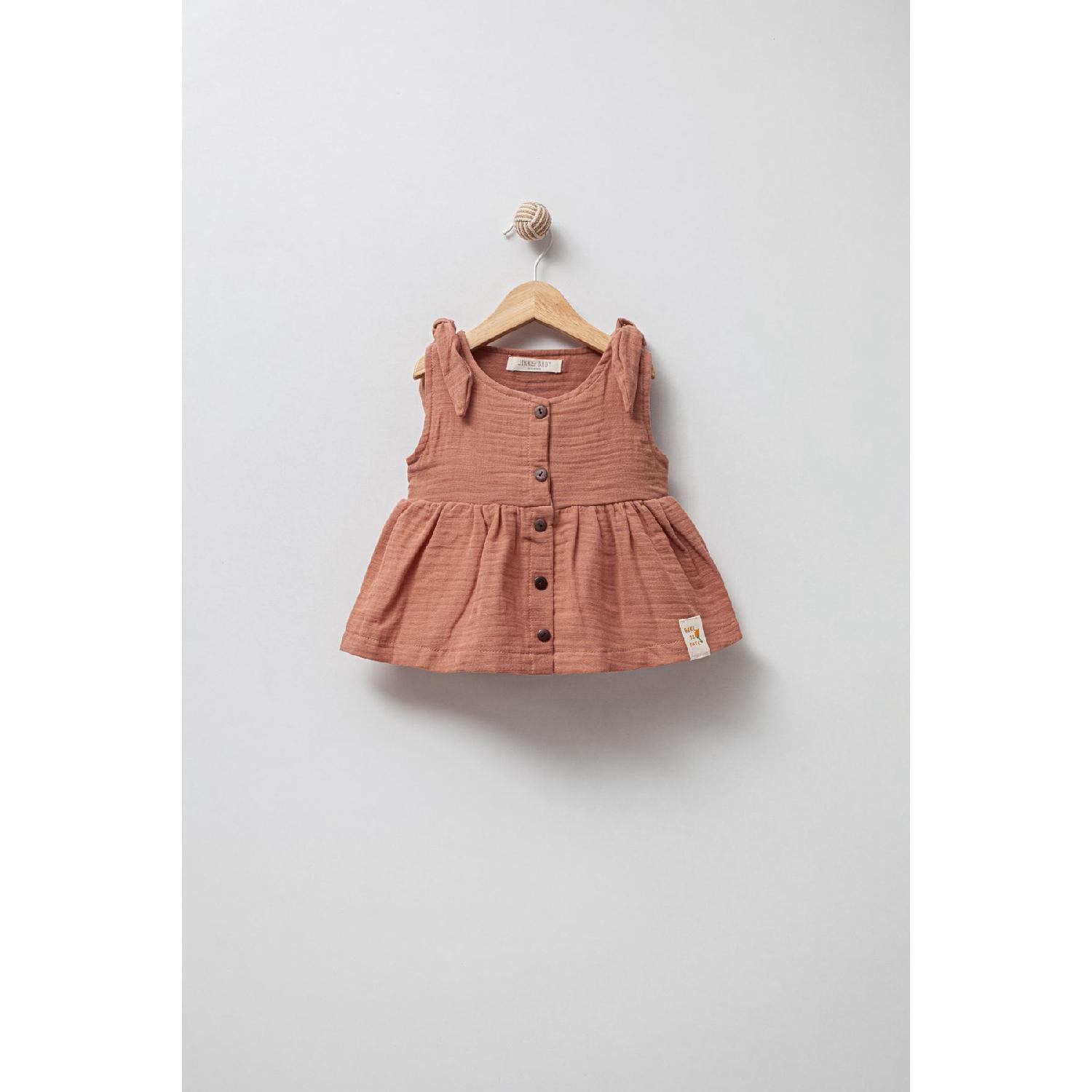 

Baby Girl Button Detailed Muslin Dress 9011 9 - 12 Ay помаранчевий