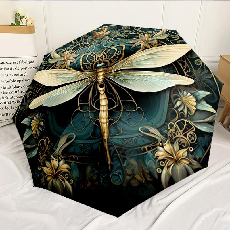 Dragonfly Artwork Design 8-Frame for Travel, Camping, Casual Lightweight Portable Umbrella, Essential for Every Family Holidays Birthday Gift