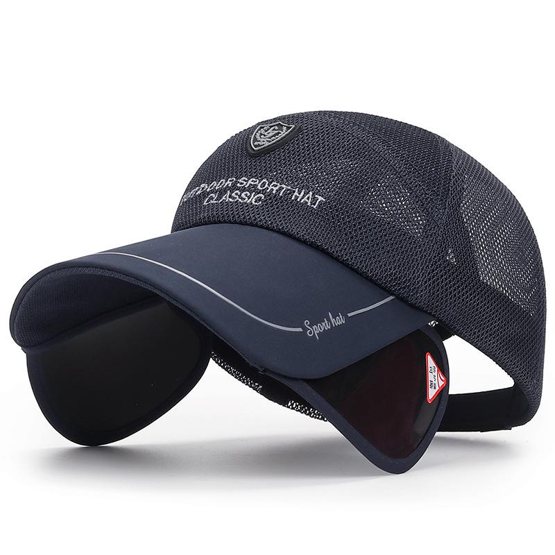 Unisex Summer Mesh Cap with Extended Telescopic Brim for Outdoor Sun Protection