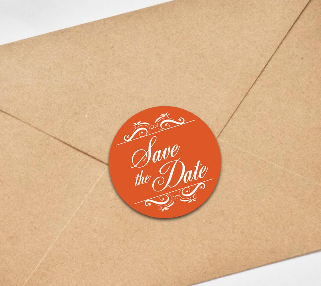 Darling Souvenir Round 1.6 Inches Swirl Border Pink Save The Date Stickers Wedding Envelope Seal-45