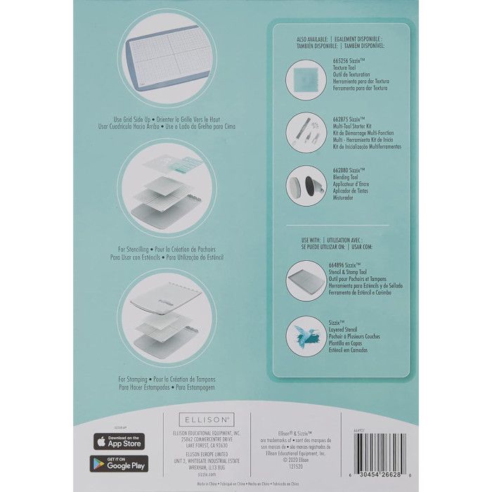 Feuilles quadrillées - Autocollantes - Pour pochoirs, tampons - A4 - 5 feuilles - Sizzix