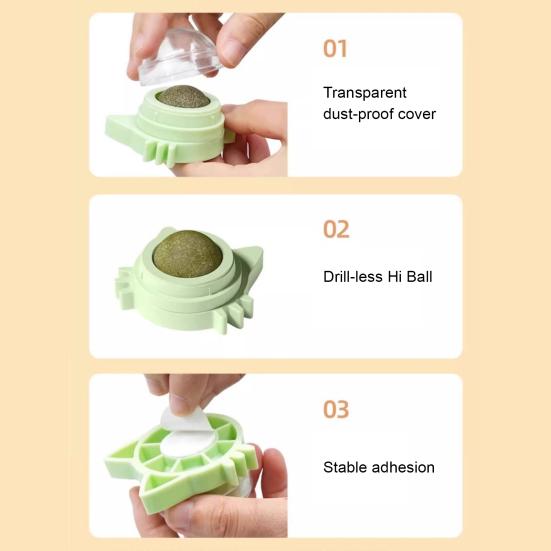 Catnip Ball Cat Toy 360-Degree Rotating Catnip Ball Encourages Active Play Cats Lick Kitten Chew Toy for Dental Health Chewing Boredom Relief