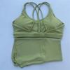 JYL Solid Tight Yoga Riding Shorts Cross Back Underwear Shorts Set