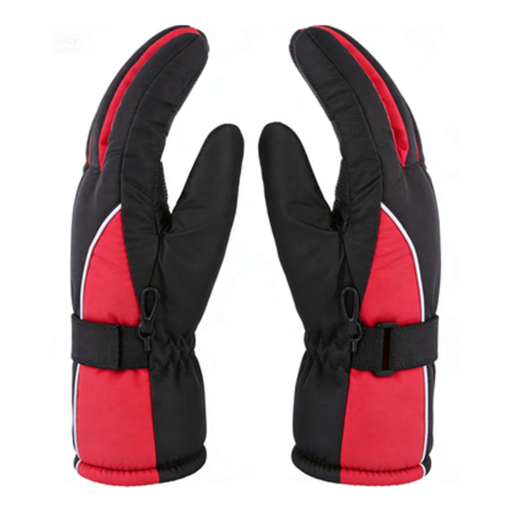 Winter Ski Gloves Windproof Waterproofing Plush Lining Warm Motorcycle Gloves for Skiing Cycling Hiking Climbing Red