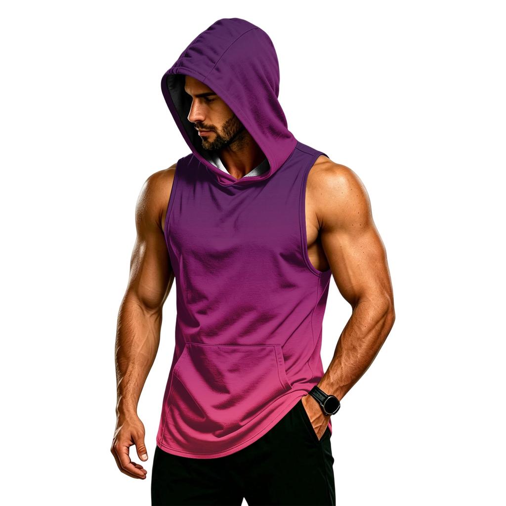 Men's Muscle Fit Sleeveless Hoodie Tank Top Gym Workout Breathable Quick Dry Athletic Vest for Training