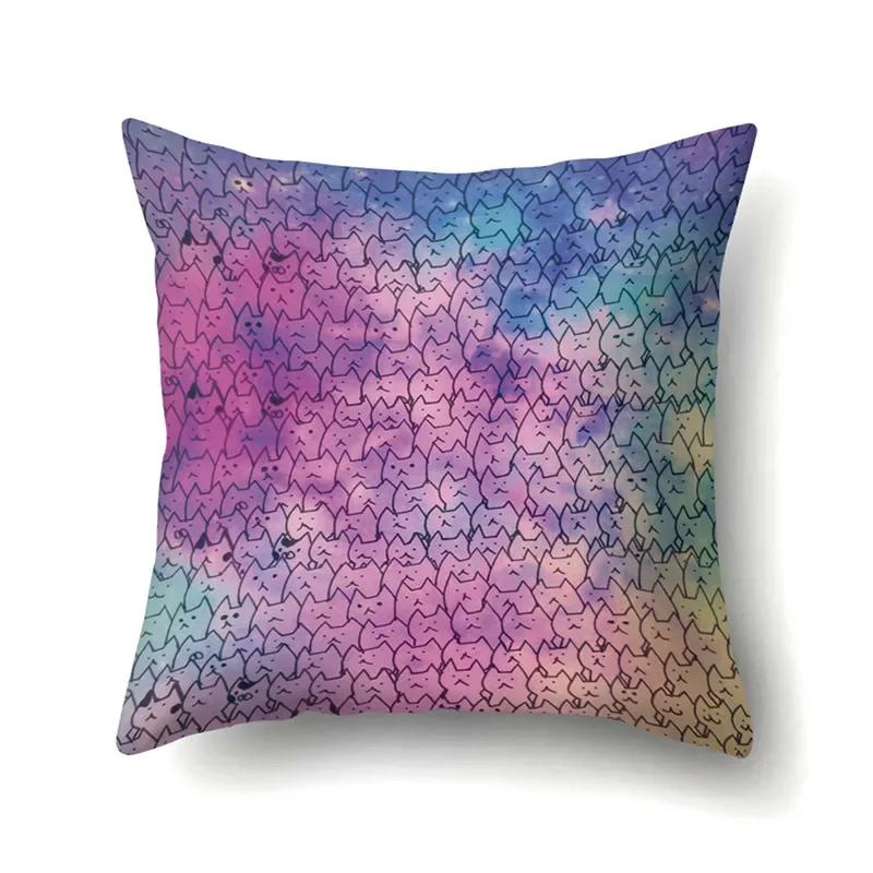 Polyester Throw Pillow Cover Home Decoration Throw Pillow Car Throw Pillow Lovely Animal Cat Print Cushion Cover