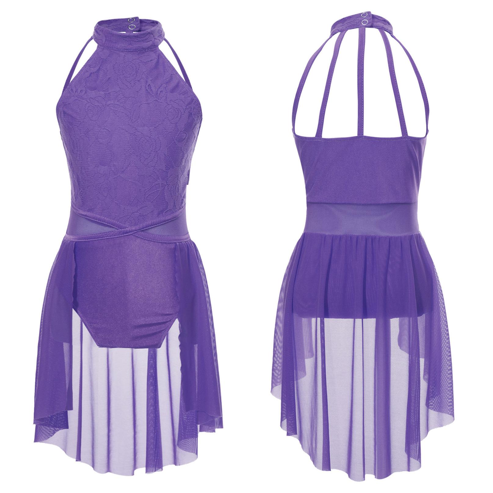 

Дитяча лірична балетна танцювальна сукня без рукавів, мереживна сукня з квітковим трико, сучасний сучасний танцювальний костюм 5-6 Years