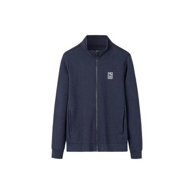 Logo Print Stand Collar Zip Jacket Men Jackets Blue 152237705-2