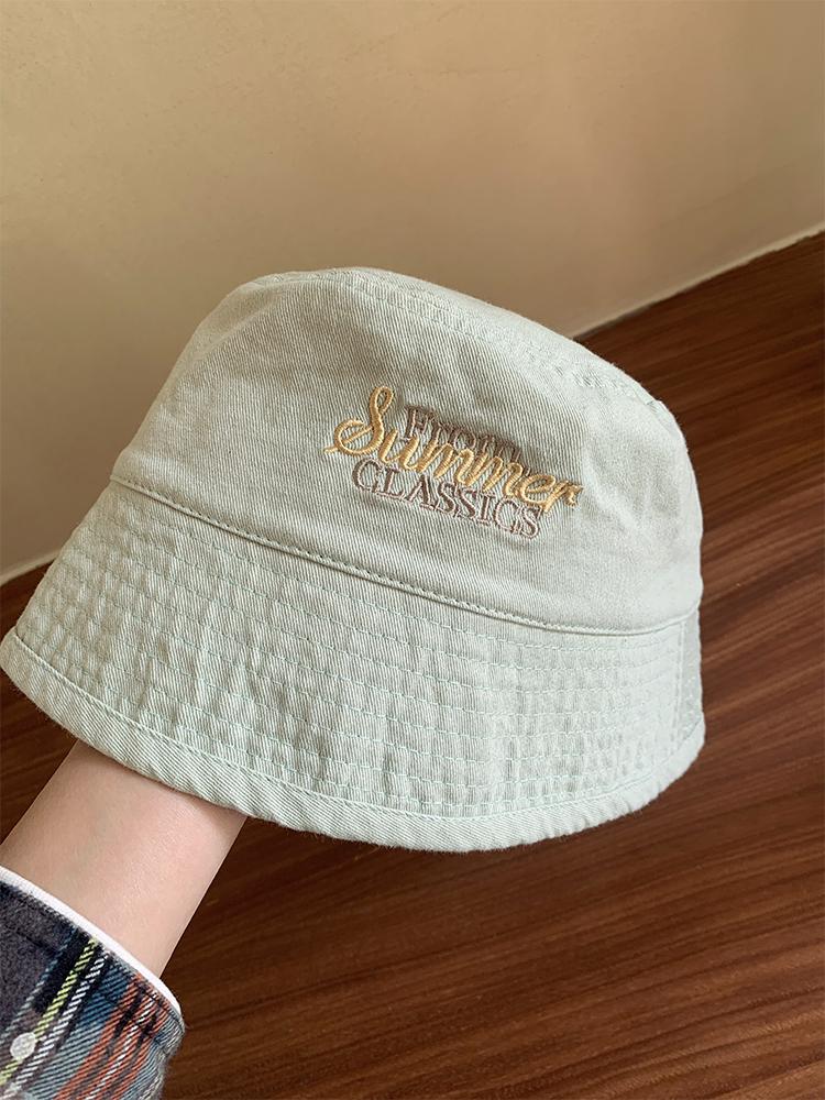 Bucket hat new spring and summer solid color letter basin hat versatile bucket hat sunscreen visor hat