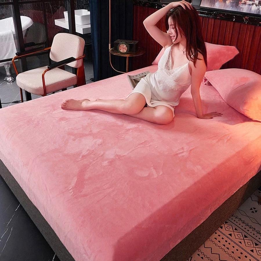 2025 Zimowe Ciepłe Flanelowe Prześcieradło z Gumką Pokrowiec Ochraniacz na Materac Luksusowe Prześcieradła na Łóżko Pojedyncze