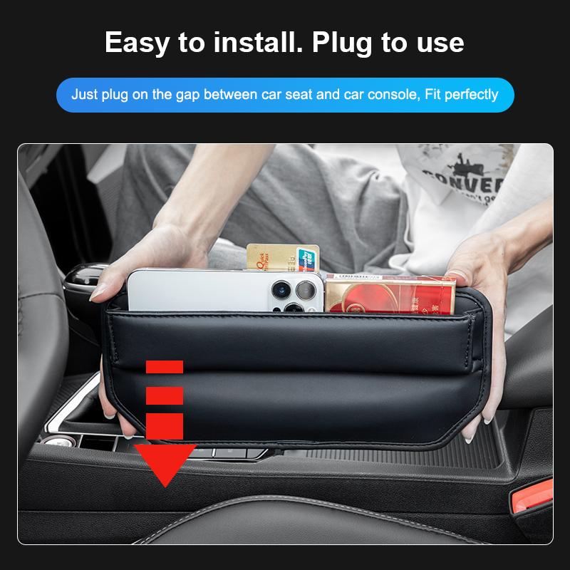 Universal Car Seat Gap Organizer PU Leather Auto Console Side Pocket Seat Crevice Storage Box Interior Accessory