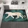Panterprint Keukenmat Set, Polyester Antislip Machine Wasbare Vloerkleed voor Badkamer Slaapkamer Woonkamer Decor
