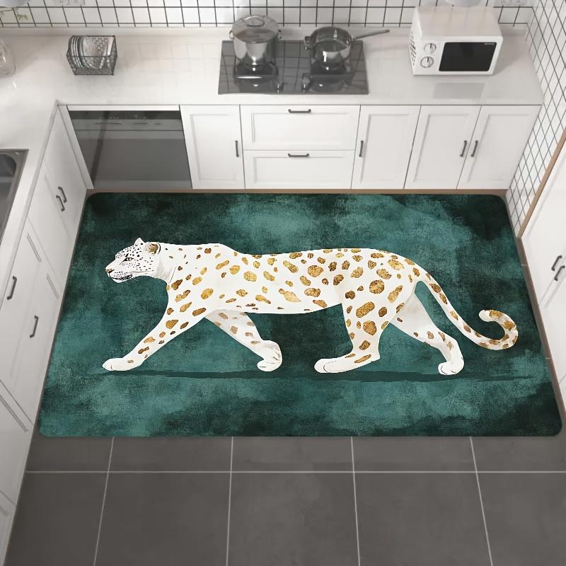 Panterprint Keukenmat Set, Polyester Antislip Machine Wasbare Vloerkleed voor Badkamer Slaapkamer Woonkamer Decor