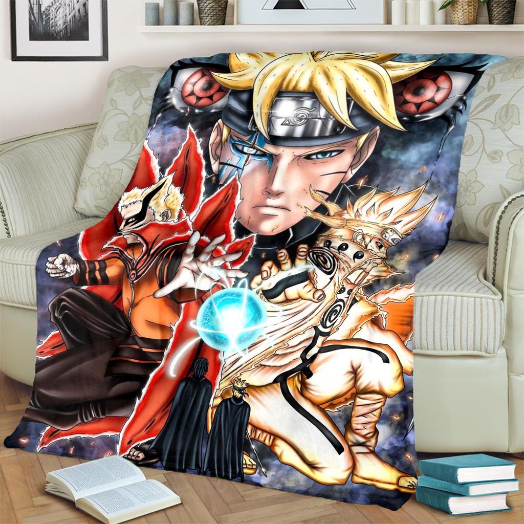 Anime-Naruto Print Blanket Warm Comfortable Flannel Blanket for Bedrooms, Sofas, Beds, Chairs, Picnics, Travel -LXR77