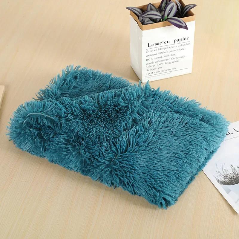 Fluffy Mat Long Plush Pet Blanket Cat Sleeping Mats Puppy Winter Warm Thin Kennel Cushion Soft Covers for Large Dogs Mattress
