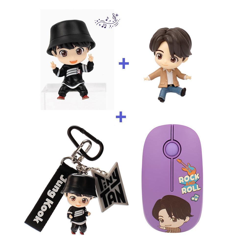 BTS(Bangtan boys) 2Monitor Figure + 1Keyring + 1 Wireless Mouse SET, TinyTan, Official, Original, Authentic, KPOP, idol