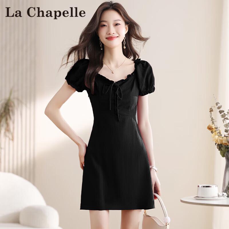 La Chapelle Women s French Style Puff Sleeve A-line Dress S