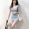 Ins Sexy Babes U-neck Slim-fitting and Thin Bottoming Dress Short Skirt Korean Version Pure Desire Hip-wrapped Short Skirt Women's Wholesale