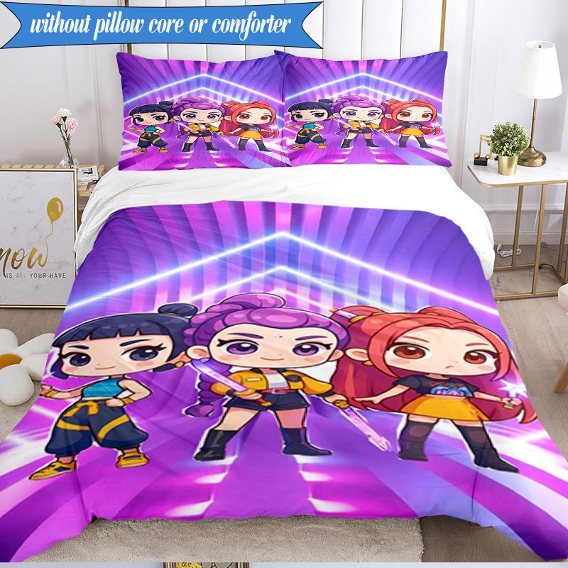 3PCS Kpop Demon Hunter Starlight Adventure Bedding Set 2D Printing (Includes 1 Duvet Cover + 2 Pillowcases Coreless), Bedroom decor,Fan gift