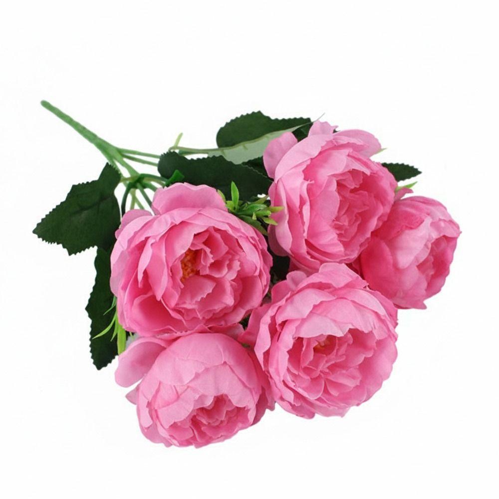 6 Heads Peony Artificial Flower Multicolor Silk Petals Fake Flower Big Size Floral Arrangement Simulation Peony Flower