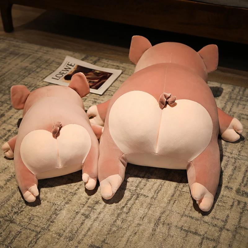 50/80cm Love Buttocks Pink Pig Stuffed Doll Lying Plush Piggy Toy Animal Soft Plushie Pillow Cushion Kids Baby Comforting Gift