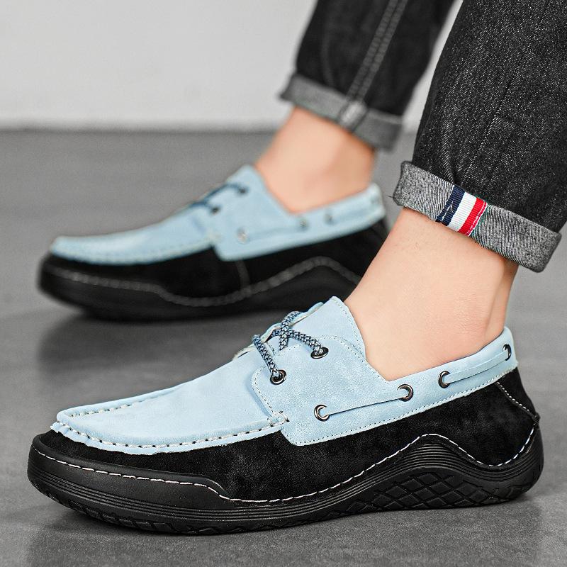 2025 Men's Shoes Spring Casual Retro Leather Shoes Men's Versatile Low-top Casual Shoes Men's Large-size Shoes Color Matching