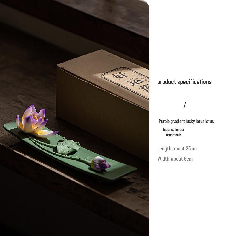 

Ceramic Lotus Incense Holder - Ash-Free Indoor Sandalwood Stick Stand & Tray Ornament