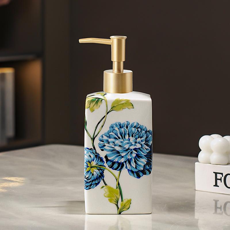 shampoo bath gel bottle Creative Painted Flower Press Soap Dispenser Travel Portable Shampoo Bottle Capacity Lotion Bottle