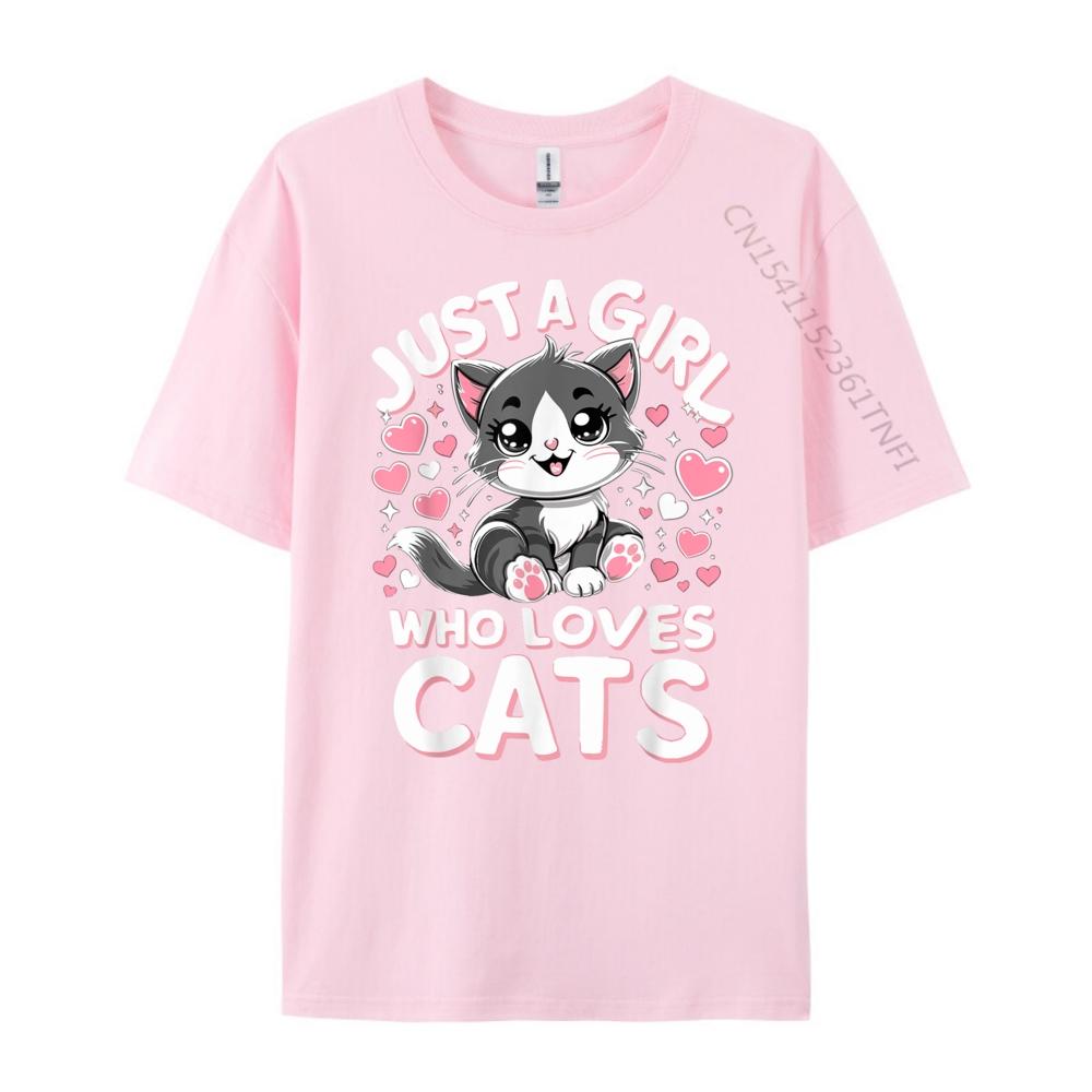 Just A Girl Who Loves Cats Cute Cat Oversized T Shirt Men TShirt