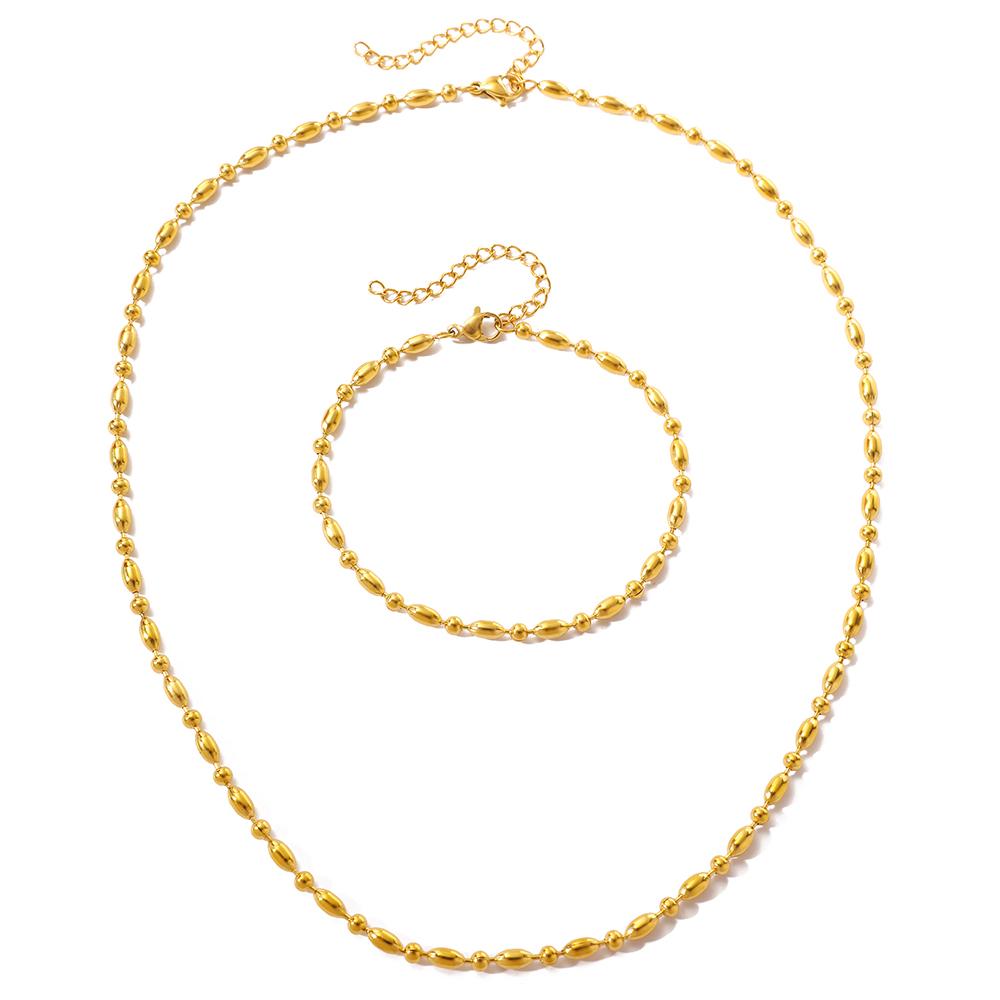 Stainless Steel Zircon Set New Style Bracelet Necklace Trendy minimalist style Fine Bead Chain Zircon Set For Women Zircon