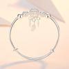 925 Silver Bracelets For Women Adjustable Bangle Dreamcatcher Tassel Feather Round Bead Charm Bracelet Wedding Jewelry