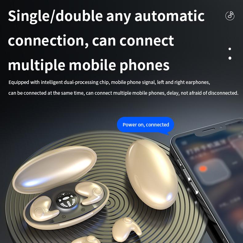 Auriculares invisibles para dormir Auriculares inalámbricos Bluetooth 5.3 Auriculares impermeables IPX5 Auriculares deportivos con reducción de ruido